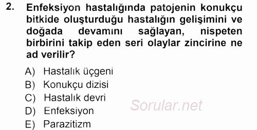 Fitopatoloji 2012 - 2013 Dönem Sonu Sınavı 2.Soru