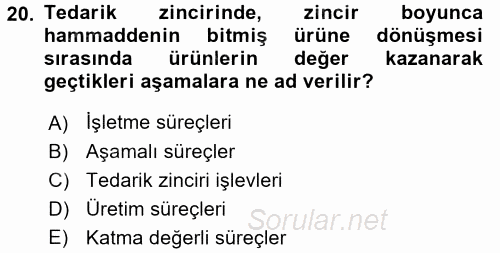 Depolama Ve Envanter Yönetimi 2017 - 2018 Ara Sınavı 20.Soru