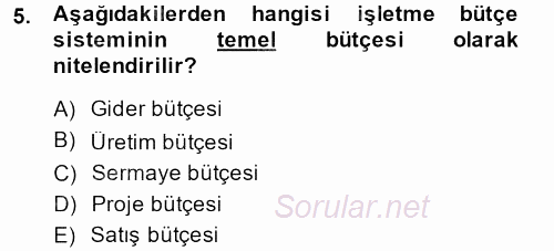 Lojistik Maliyetleri ve Raporlama 2 2013 - 2014 Ara Sınavı 5.Soru