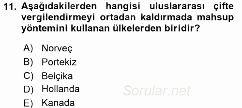 Uluslararası Kamu Maliyesi 2015 - 2016 Dönem Sonu Sınavı 11.Soru