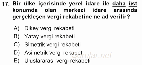 Uluslararası Kamu Maliyesi 2015 - 2016 Dönem Sonu Sınavı 17.Soru