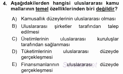 Uluslararası Kamu Maliyesi 2015 - 2016 Dönem Sonu Sınavı 4.Soru