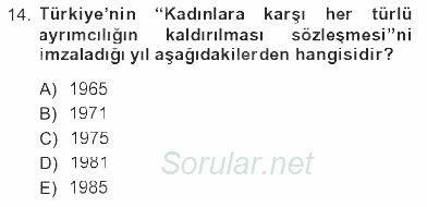 Toplumsal Yaşamda Aile 2012 - 2013 Tek Ders Sınavı 14.Soru