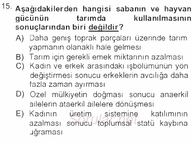 Toplumsal Yaşamda Aile 2012 - 2013 Tek Ders Sınavı 15.Soru