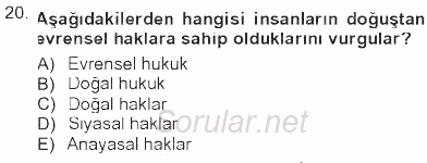 Toplumsal Yaşamda Aile 2012 - 2013 Tek Ders Sınavı 20.Soru