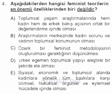 Toplumsal Yaşamda Aile 2012 - 2013 Tek Ders Sınavı 4.Soru