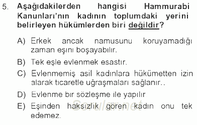 Toplumsal Yaşamda Aile 2012 - 2013 Tek Ders Sınavı 5.Soru