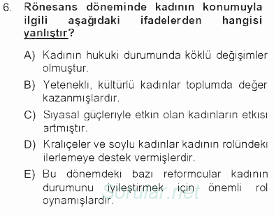 Toplumsal Yaşamda Aile 2012 - 2013 Tek Ders Sınavı 6.Soru