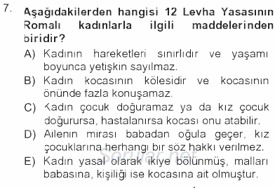 Toplumsal Yaşamda Aile 2012 - 2013 Tek Ders Sınavı 7.Soru