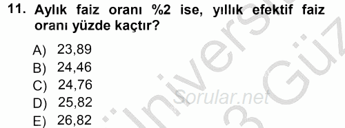 Finansal Yönetim 1 2012 - 2013 Ara Sınavı 11.Soru