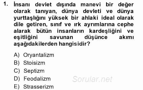 İnsan Hakları ve Demokratikleşme Süreci 2014 - 2015 Dönem Sonu Sınavı 1.Soru