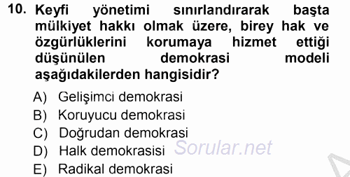 İnsan Hakları ve Demokratikleşme Süreci 2014 - 2015 Dönem Sonu Sınavı 10.Soru