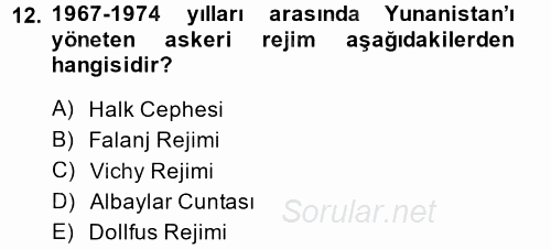 İnsan Hakları ve Demokratikleşme Süreci 2014 - 2015 Dönem Sonu Sınavı 12.Soru
