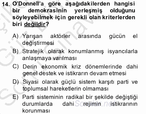 İnsan Hakları ve Demokratikleşme Süreci 2014 - 2015 Dönem Sonu Sınavı 14.Soru