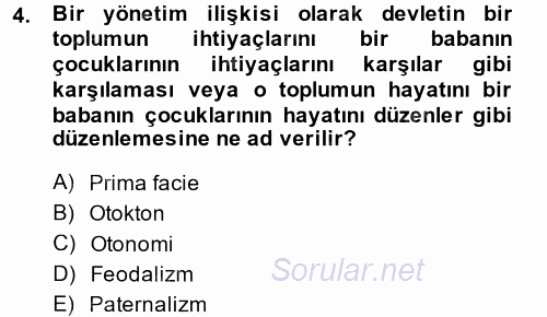 İnsan Hakları ve Demokratikleşme Süreci 2014 - 2015 Dönem Sonu Sınavı 4.Soru