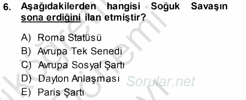 İnsan Hakları ve Demokratikleşme Süreci 2014 - 2015 Dönem Sonu Sınavı 6.Soru