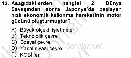 Girişimcilik 2012 - 2013 Dönem Sonu Sınavı 13.Soru