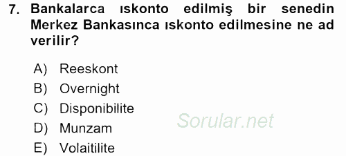 Dış Ticaretle İlgili Kurumlar ve Kuruluşlar 2016 - 2017 Ara Sınavı 7.Soru