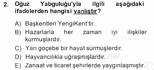 Büyük Selçuklu Tarihi 2014 - 2015 Ara Sınavı 2.Soru