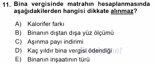 Özel Vergi Hukuku 2 2016 - 2017 Ara Sınavı 11.Soru