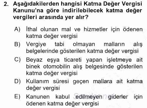 Özel Vergi Hukuku 2 2016 - 2017 Ara Sınavı 2.Soru