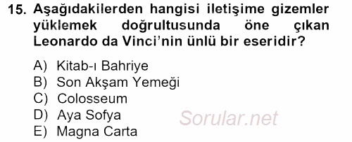 Görsel Kültür 2012 - 2013 Dönem Sonu Sınavı 15.Soru