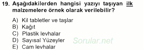 Görsel Kültür 2012 - 2013 Dönem Sonu Sınavı 19.Soru