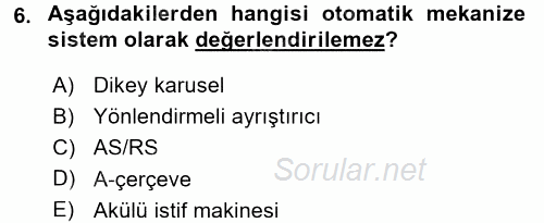 Uluslararası Lojistik 2015 - 2016 Tek Ders Sınavı 6.Soru