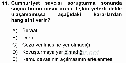 Ceza Muhakemesi Hukuku 2017 - 2018 3 Ders Sınavı 11.Soru