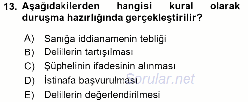 Ceza Muhakemesi Hukuku 2017 - 2018 3 Ders Sınavı 13.Soru