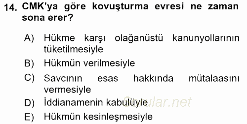 Ceza Muhakemesi Hukuku 2017 - 2018 3 Ders Sınavı 14.Soru