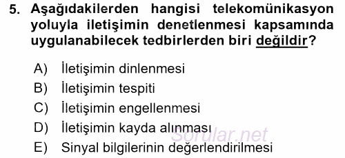 Ceza Muhakemesi Hukuku 2017 - 2018 3 Ders Sınavı 5.Soru