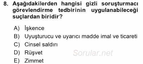 Ceza Muhakemesi Hukuku 2017 - 2018 3 Ders Sınavı 8.Soru