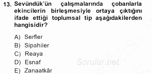 Türk Sosyologları 2014 - 2015 Ara Sınavı 13.Soru