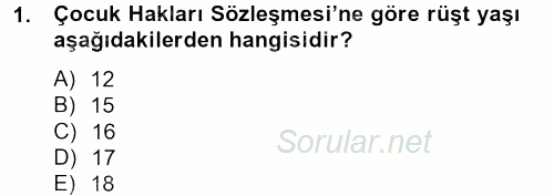 Temel İnsan Hakları Bilgisi 2 2013 - 2014 Tek Ders Sınavı 1.Soru