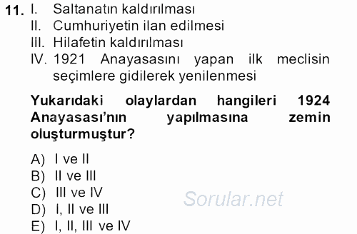 Temel İnsan Hakları Bilgisi 2 2013 - 2014 Tek Ders Sınavı 11.Soru