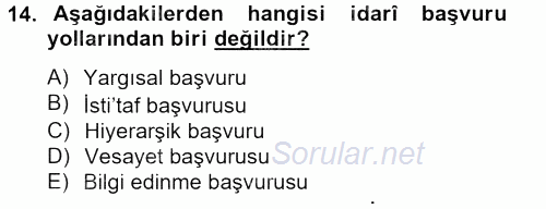 Temel İnsan Hakları Bilgisi 2 2013 - 2014 Tek Ders Sınavı 14.Soru