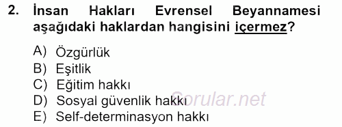 Temel İnsan Hakları Bilgisi 2 2013 - 2014 Tek Ders Sınavı 2.Soru
