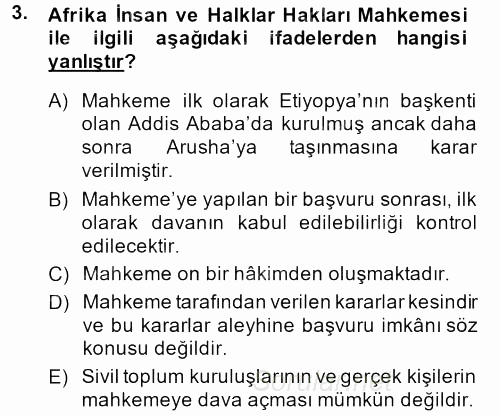 Temel İnsan Hakları Bilgisi 2 2013 - 2014 Tek Ders Sınavı 3.Soru