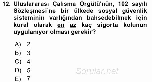 Sosyal Politika 2017 - 2018 Dönem Sonu Sınavı 12.Soru