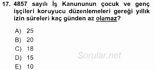 Sosyal Politika 2017 - 2018 Dönem Sonu Sınavı 17.Soru