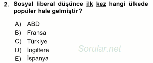 Sosyal Politika 2017 - 2018 Dönem Sonu Sınavı 2.Soru