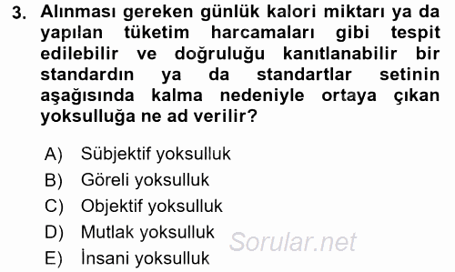 Sosyal Politika 2017 - 2018 Dönem Sonu Sınavı 3.Soru