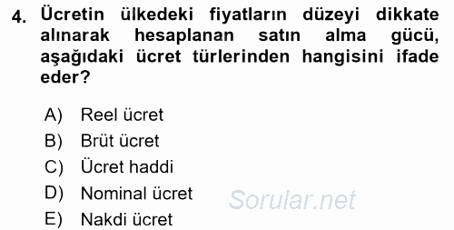 Sosyal Politika 2017 - 2018 Dönem Sonu Sınavı 4.Soru