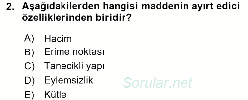 Okulöncesinde Fen Eğitimi 2017 - 2018 Ara Sınavı 2.Soru