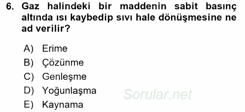 Okulöncesinde Fen Eğitimi 2017 - 2018 Ara Sınavı 6.Soru