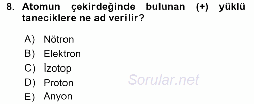 Okulöncesinde Fen Eğitimi 2017 - 2018 Ara Sınavı 8.Soru