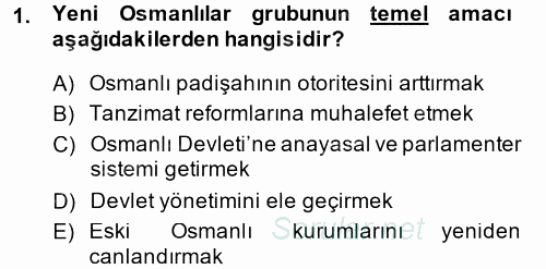 Osmanlı Tarihi (1876–1918) 2014 - 2015 Ara Sınavı 1.Soru