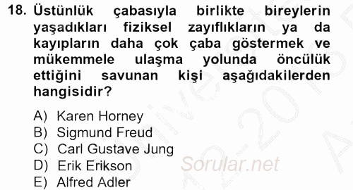 Birey ve Davranış 2012 - 2013 Ara Sınavı 18.Soru