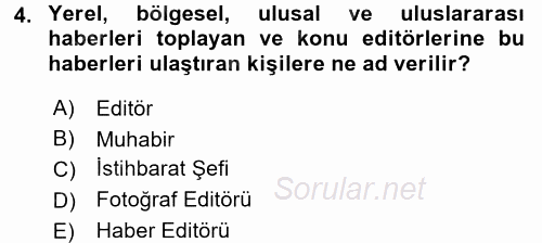 Spor ve Medya İlişkisi 2017 - 2018 Dönem Sonu Sınavı 4.Soru